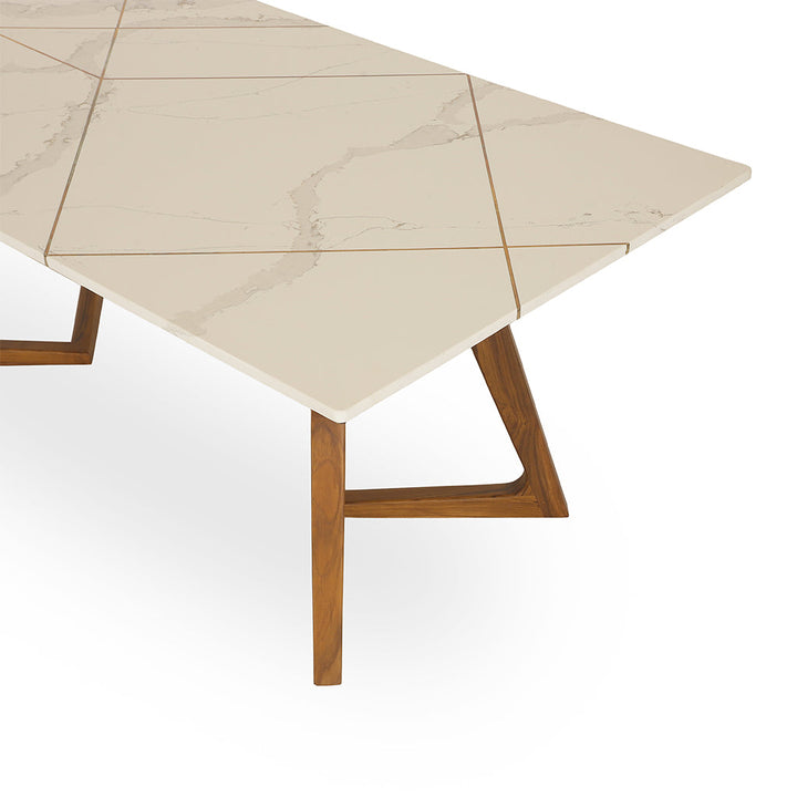 Betona Teakwood Dining Table with Stone Top - Alankaram