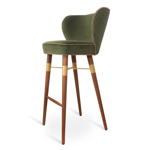 Cubuk – Solidwood Bar Chair with Golden PU - Alankaram