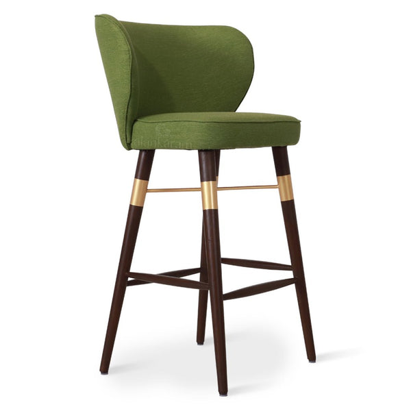 Cubuk – Solidwood Bar Chair with Golden PU - Alankaram