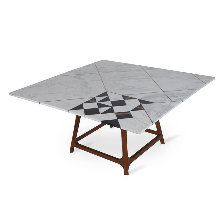 Dolgu - Teakwood Dining table with Stone Top - Alankaram