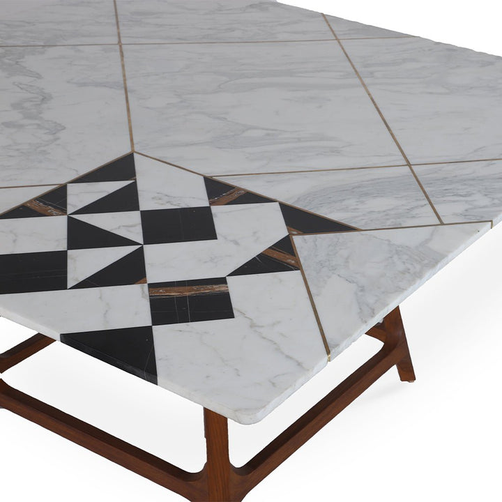 Dolgu - Teakwood Dining table with Stone Top - Alankaram