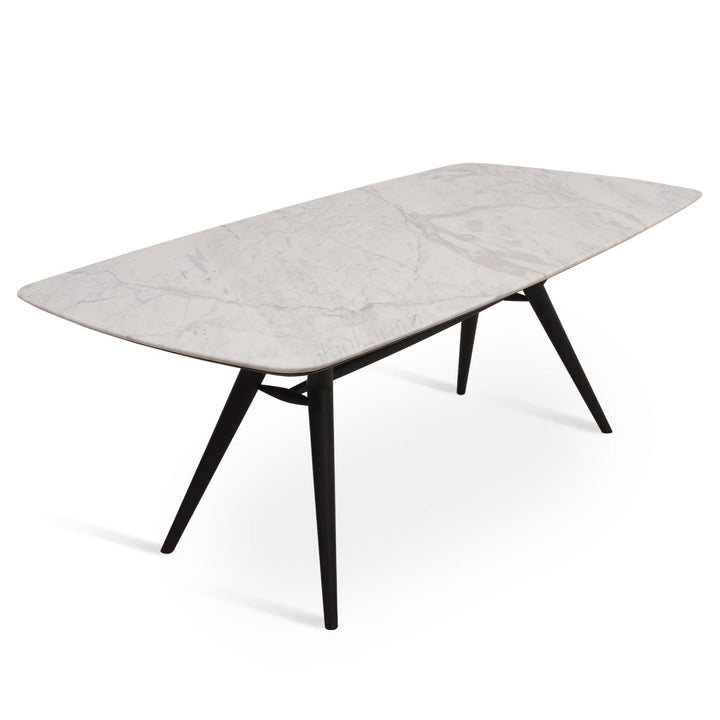 Fusi - Solidwood Dining Table with White Stone Top - Alankaram