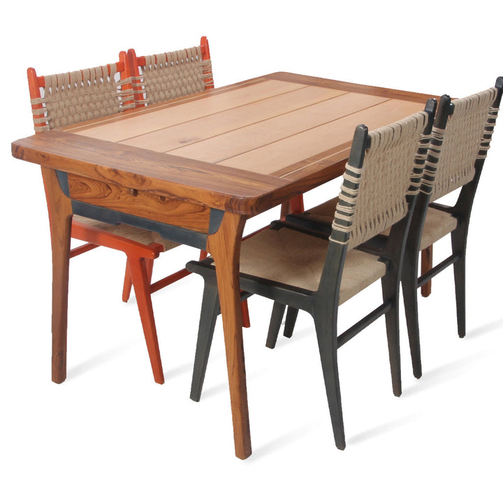 Ibha - Solidwood Dining Table with Teakwood Top - Alankaram