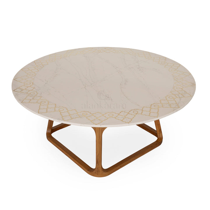 Krug Teakwood Dining Table with Stone Top - Alankaram