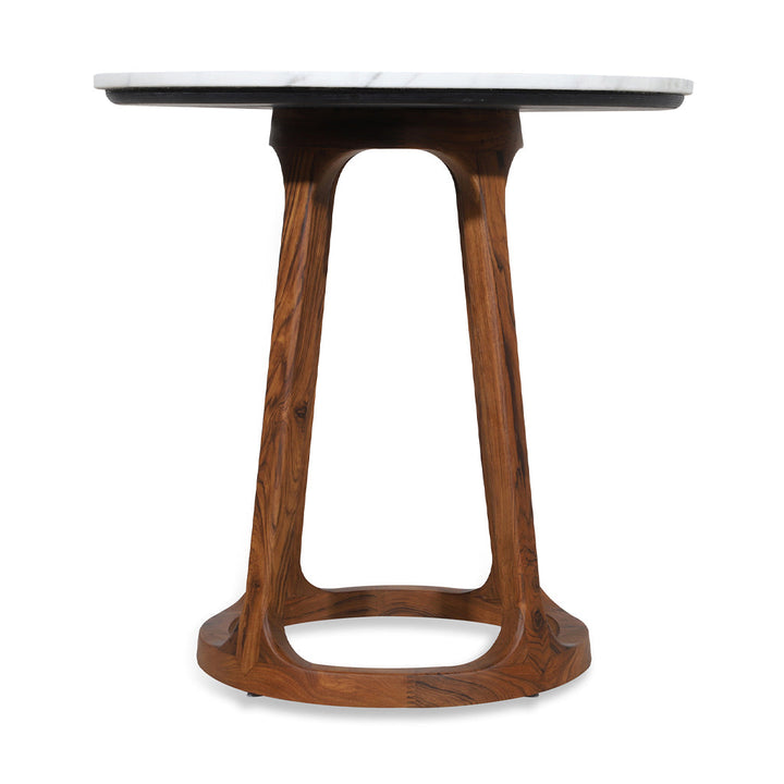 Kruhy - Teakwood Cafe Table with Stone Top - Alankaram