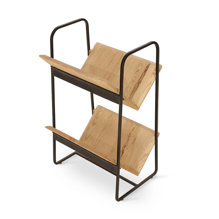 Lektura - Metal Magazine Rack with Solidwood - Alankaram