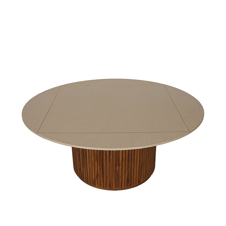 Otutu Teakwood Cafe Table with Quartz Top - Alankaram